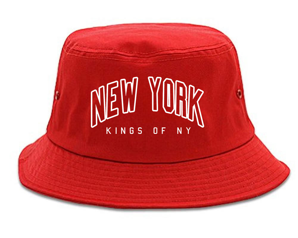 New York Blue And Orange Mens Bucket Hat Red