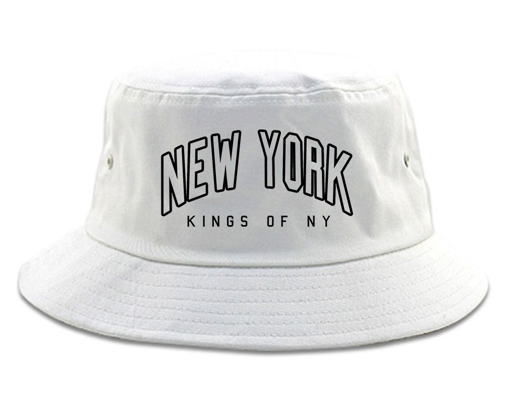 New York Blue And Orange Mens Bucket Hat White