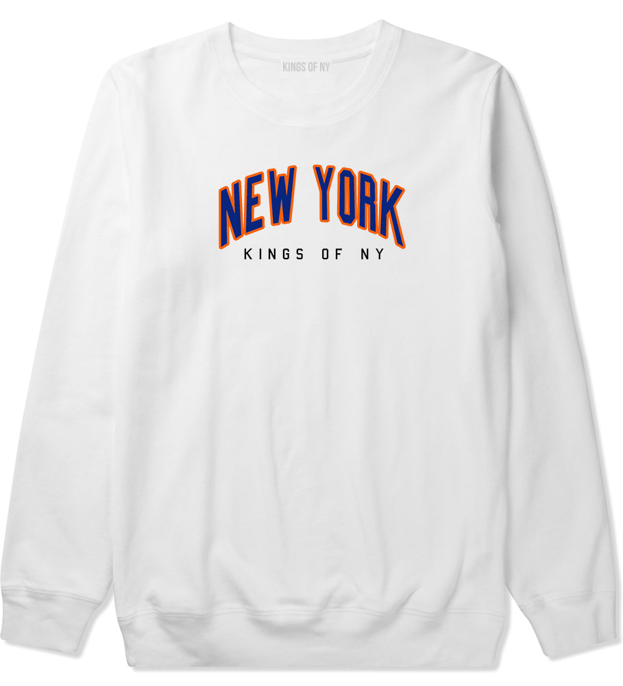 New York Blue And Orange Mens Crewneck Sweatshirt White by Kings Of NY
