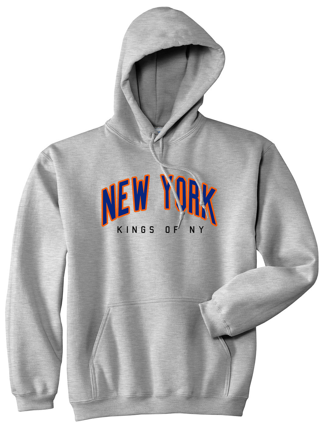 New York Blue And Orange Mens Pullover Hoodie Grey by Kings Of NY