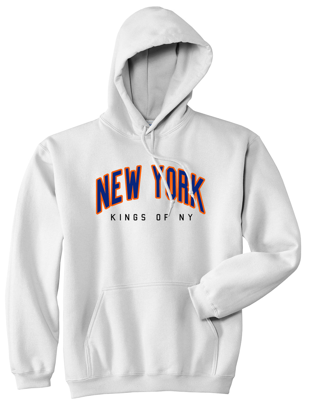 New York Blue And Orange Mens Pullover Hoodie White by Kings Of NY