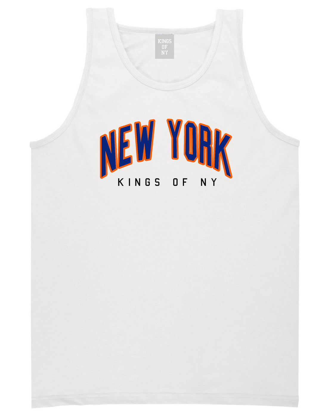 New York Blue And Orange Mens Tank Top Shirt White by Kings Of NY