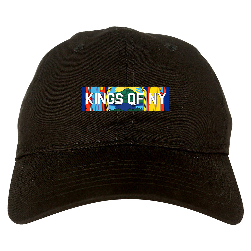 New York Flag Box Logo Mens Dad Hat Black