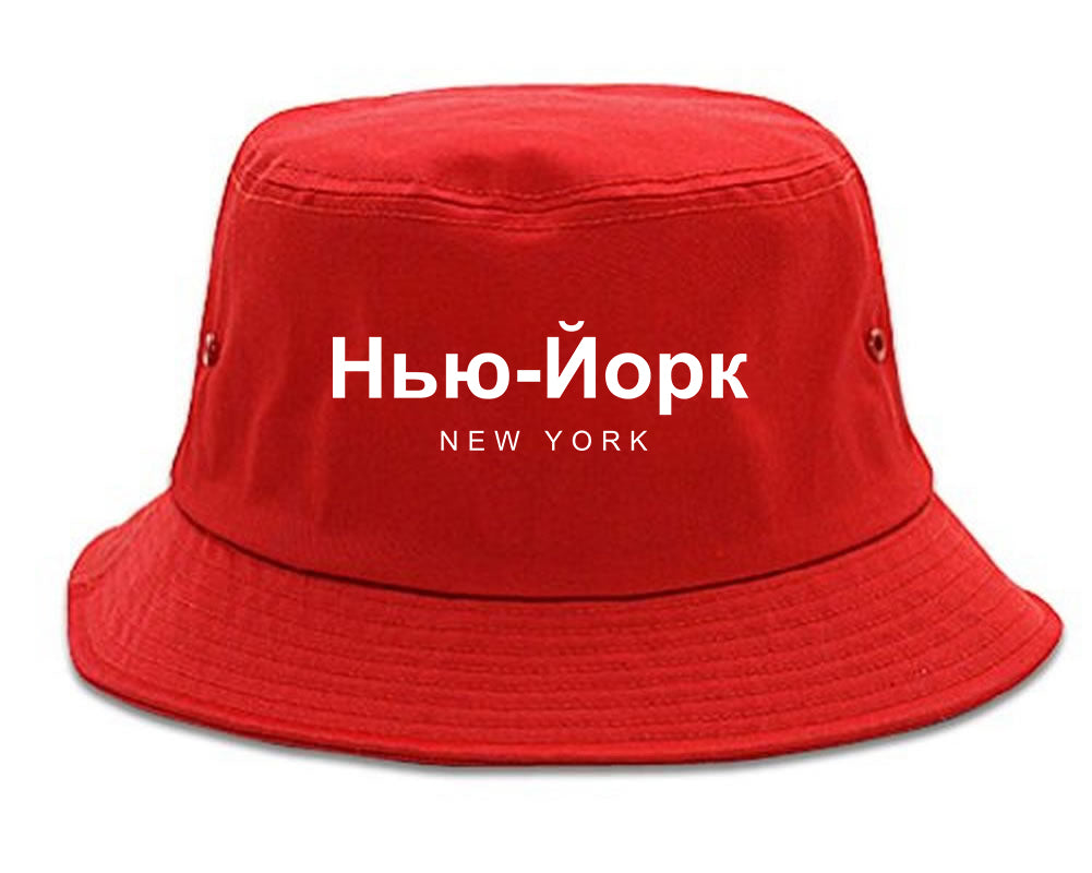 New York In Russian Mens Bucket Hat Red