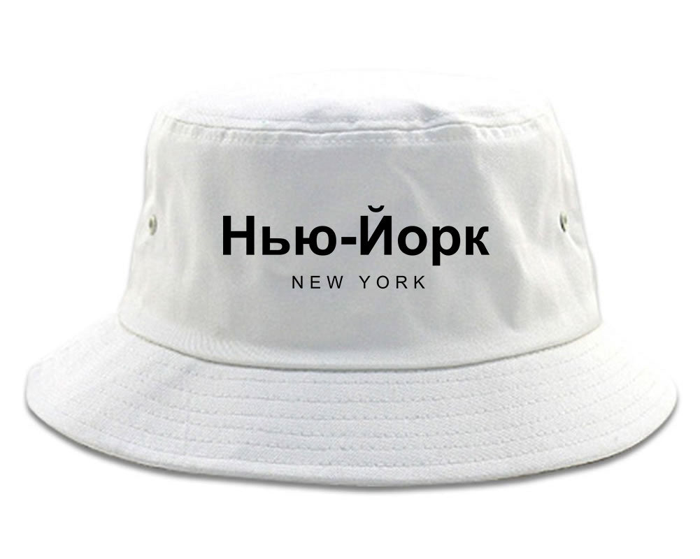 New York In Russian Mens Bucket Hat White