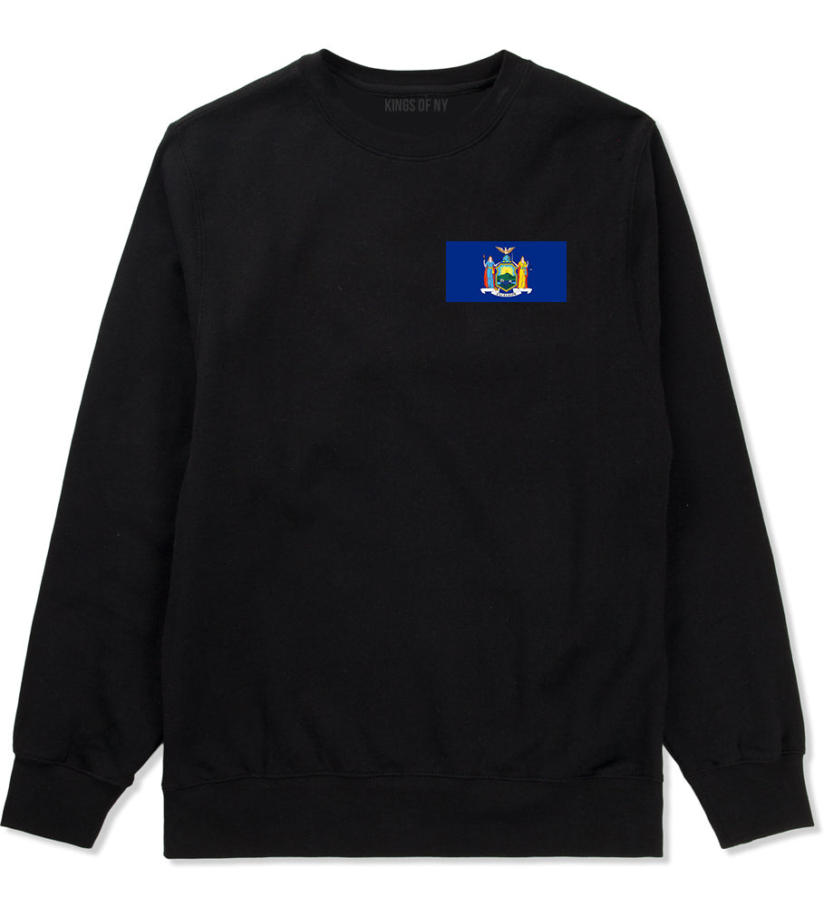 New York State Flag NY Chest Mens Crewneck Sweatshirt Black