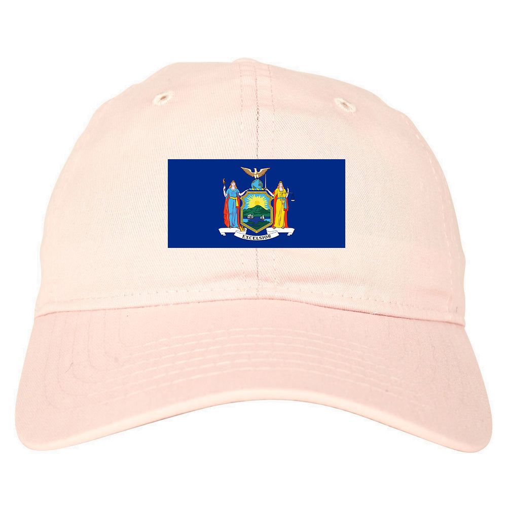 New York State Flag NY Chest Mens Dad Hat Pink