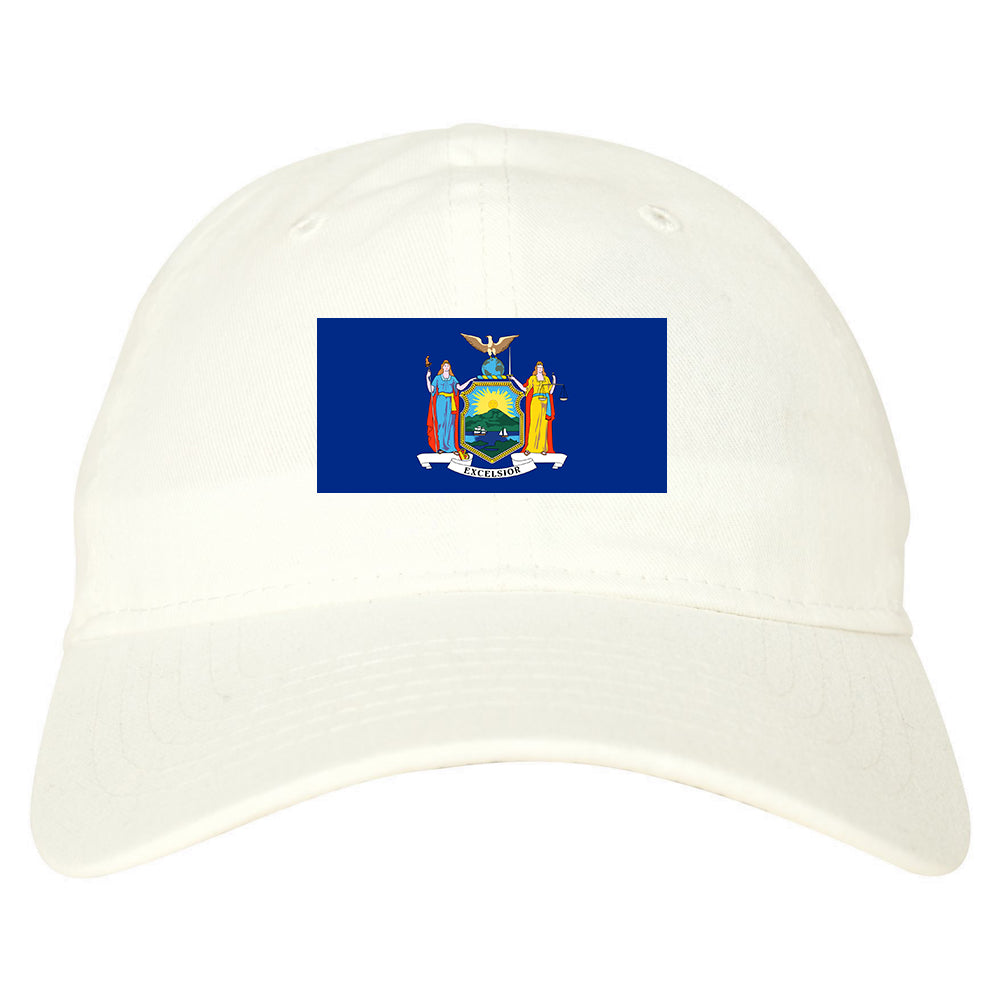 New York State Flag NY Chest Mens Dad Hat White