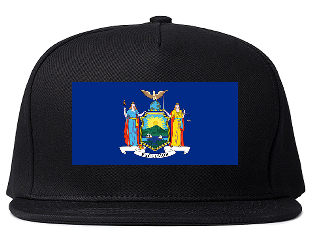 New York State Flag NY Chest Mens Snapback Hat Black