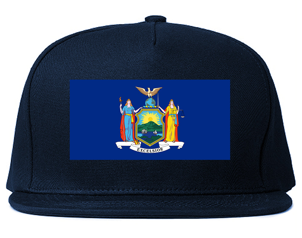 New York State Flag NY Chest Mens Snapback Hat Navy Blue