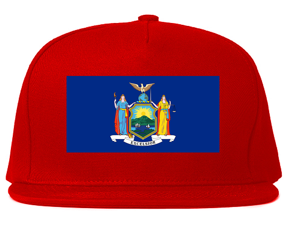 New York State Flag NY Chest Mens Snapback Hat Red