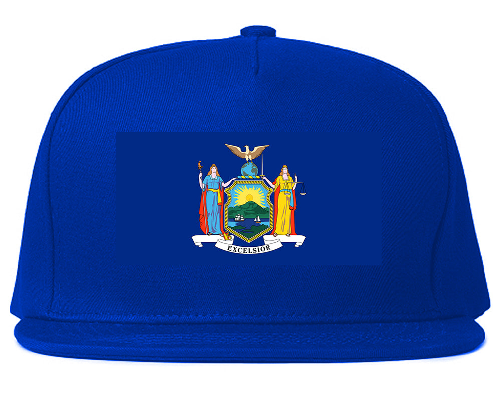 New York State Flag NY Chest Mens Snapback Hat Royal Blue