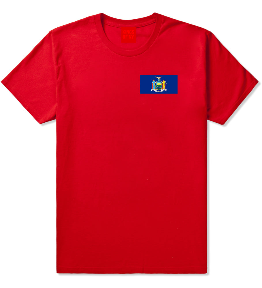 New York State Flag NY Chest Mens T-Shirt Red