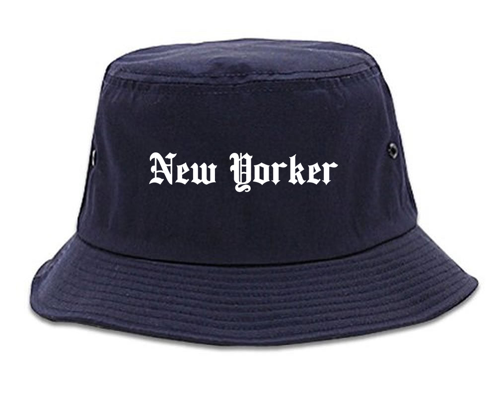 New Yorker Old English Mens Bucket Hat Navy Blue