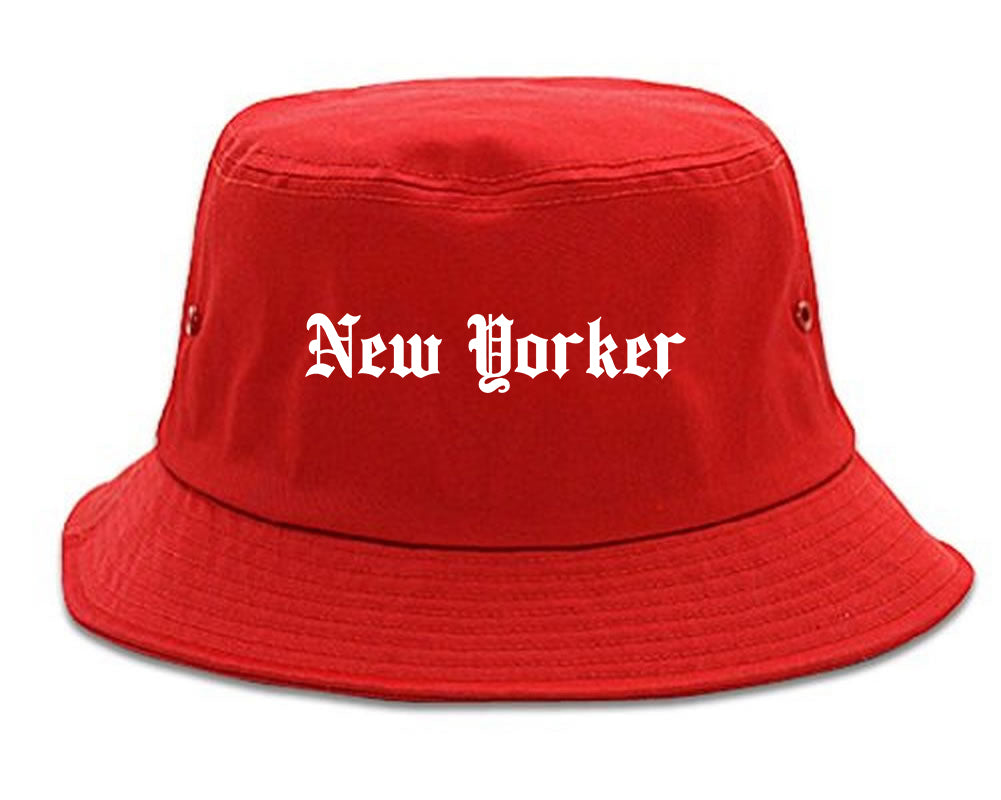 New Yorker Old English Mens Bucket Hat Red