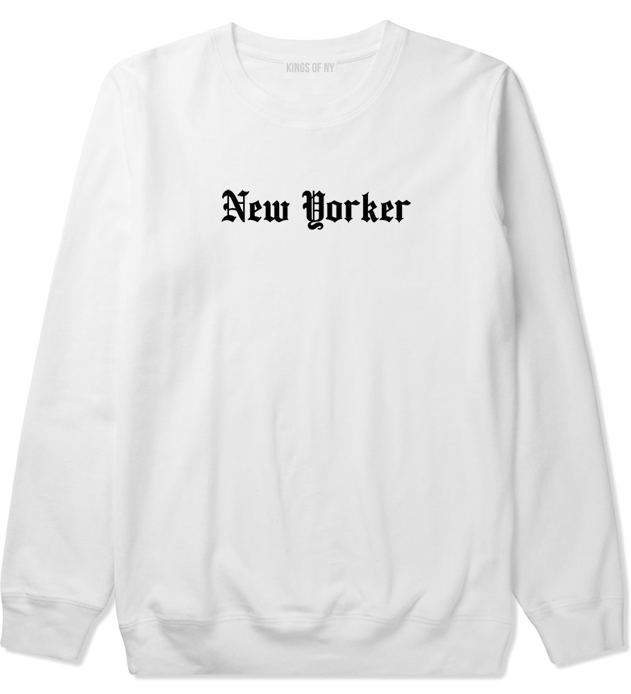 New Yorker Old English Mens Crewneck Sweatshirt White by Kings Of NY
