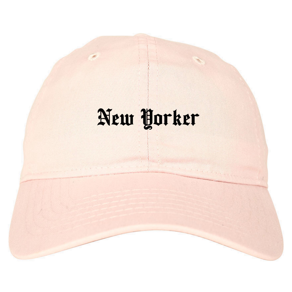 New Yorker Old English Mens Dad Hat Baseball Cap Pink