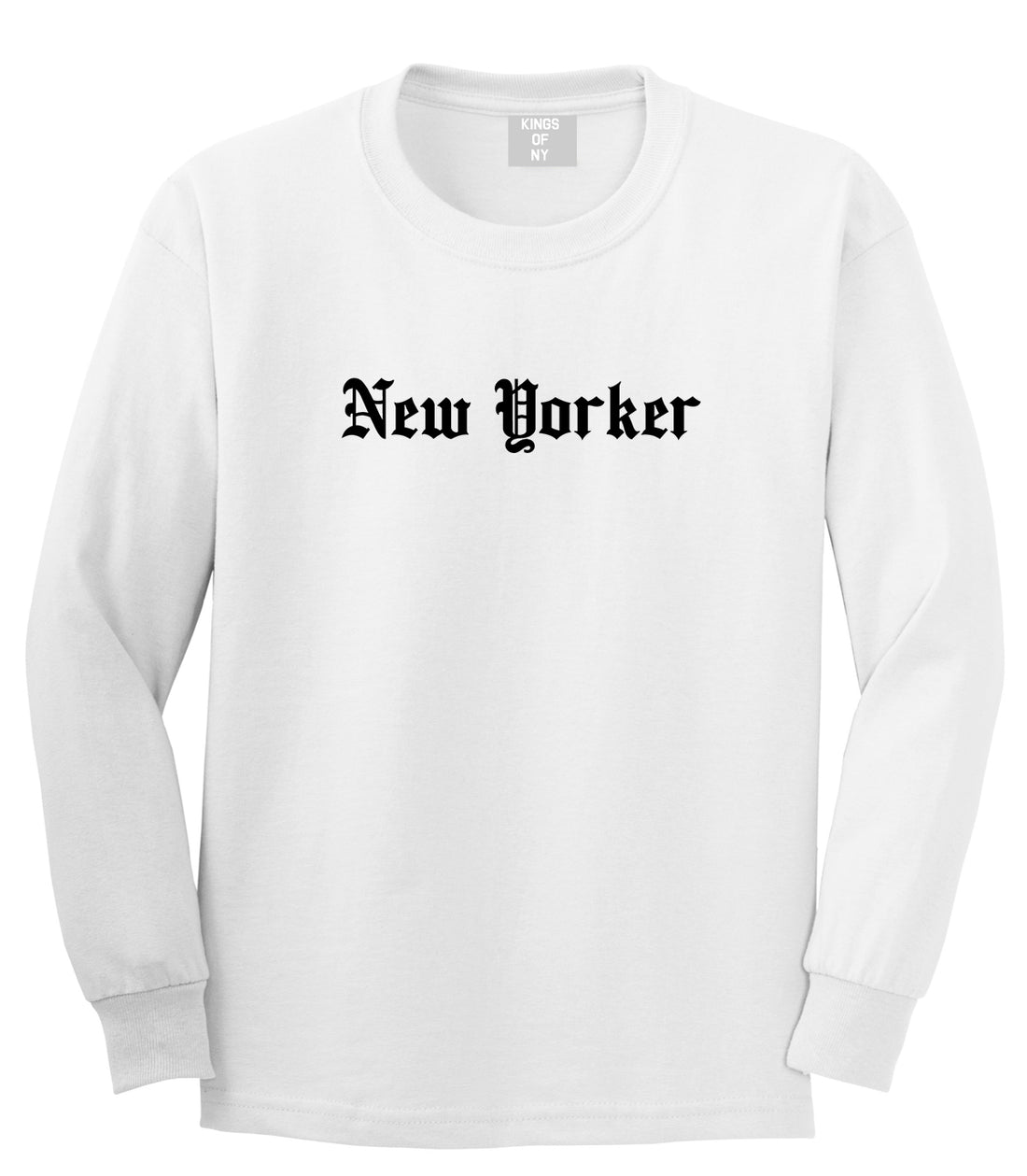 New Yorker Old English Mens Long Sleeve T-Shirt White by Kings Of NY
