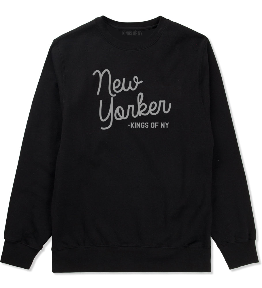 New Yorker Script Mens Crewneck Sweatshirt Black by Kings Of NY