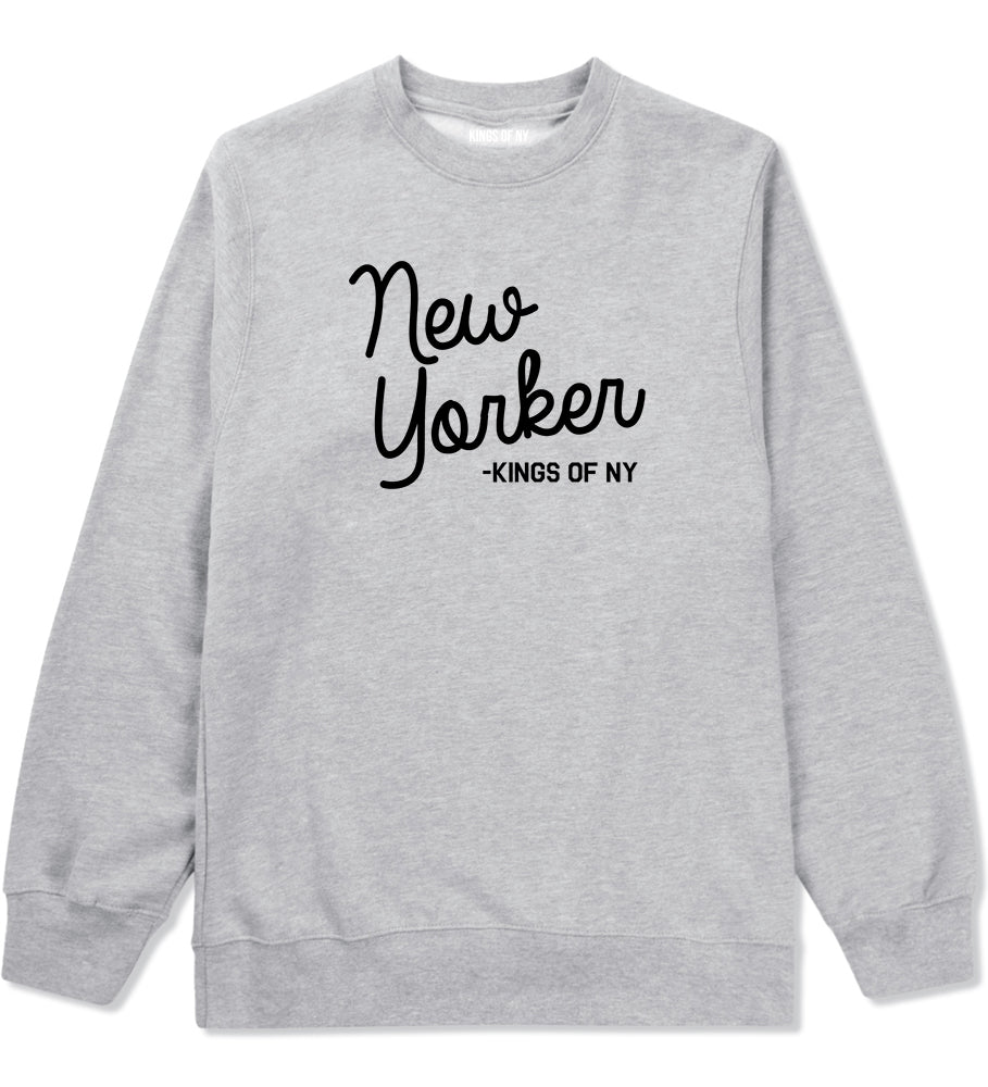 New Yorker Script Mens Crewneck Sweatshirt Grey by Kings Of NY