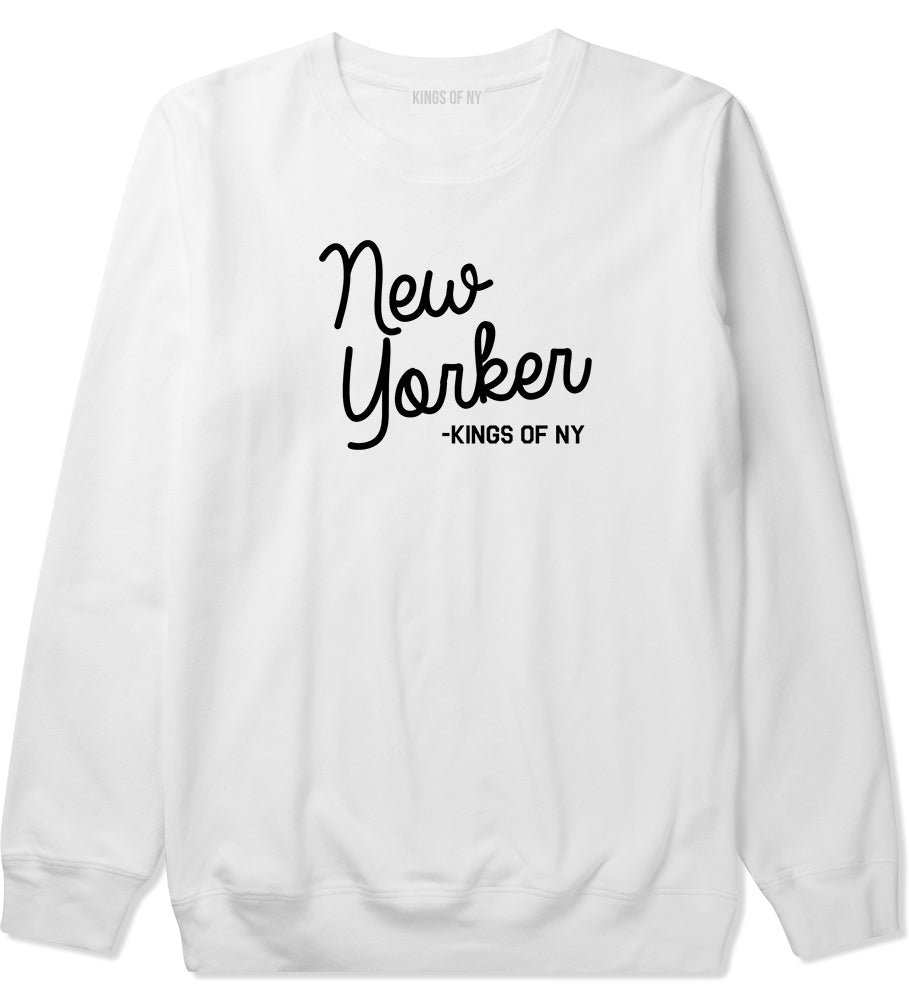 New Yorker Script Mens Crewneck Sweatshirt White by Kings Of NY