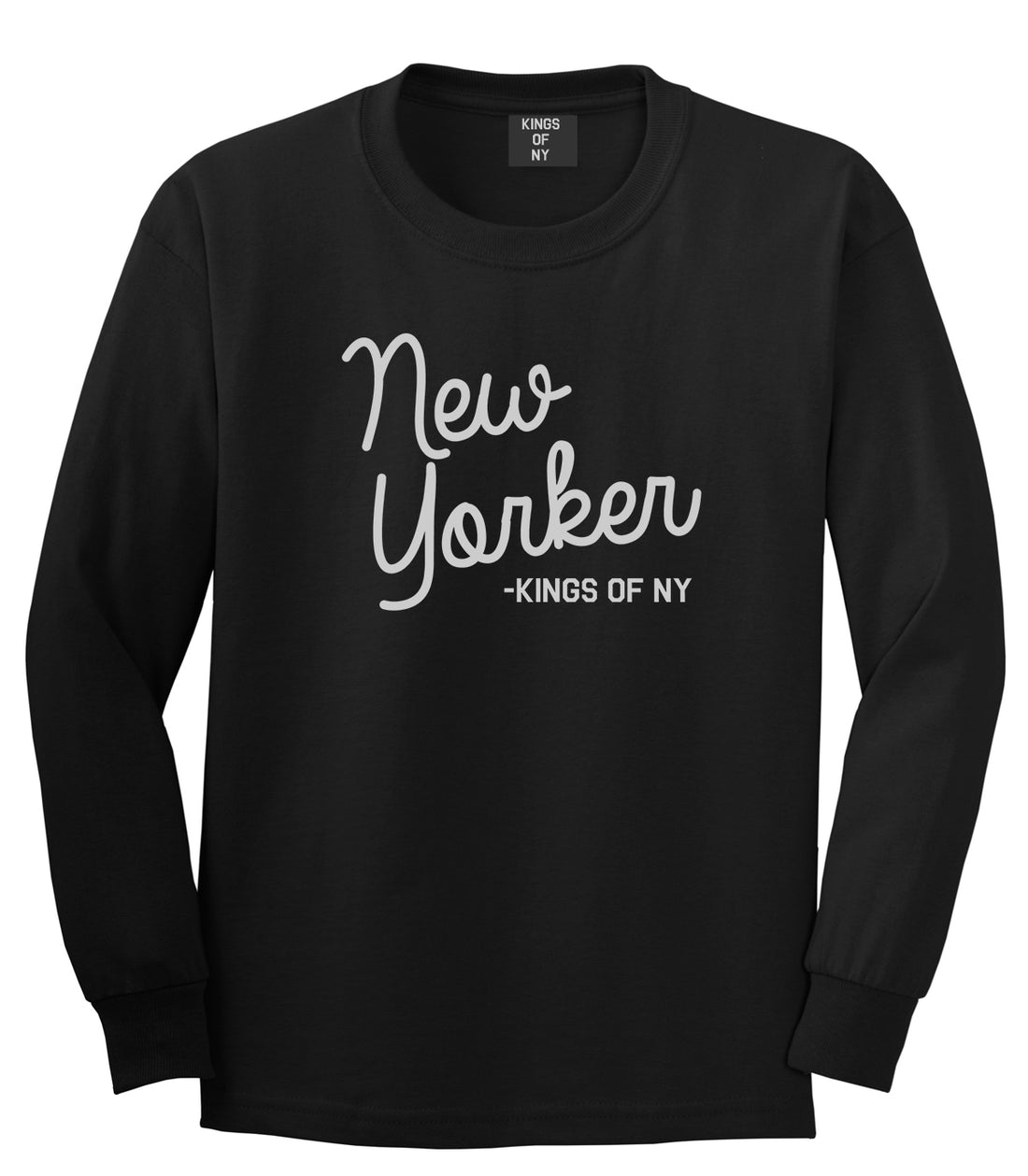 New Yorker Script Mens Long Sleeve T-Shirt Black by Kings Of NY