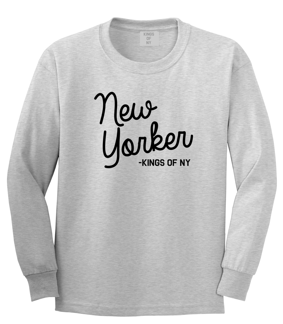 New Yorker Script Mens Long Sleeve T-Shirt Grey by Kings Of NY