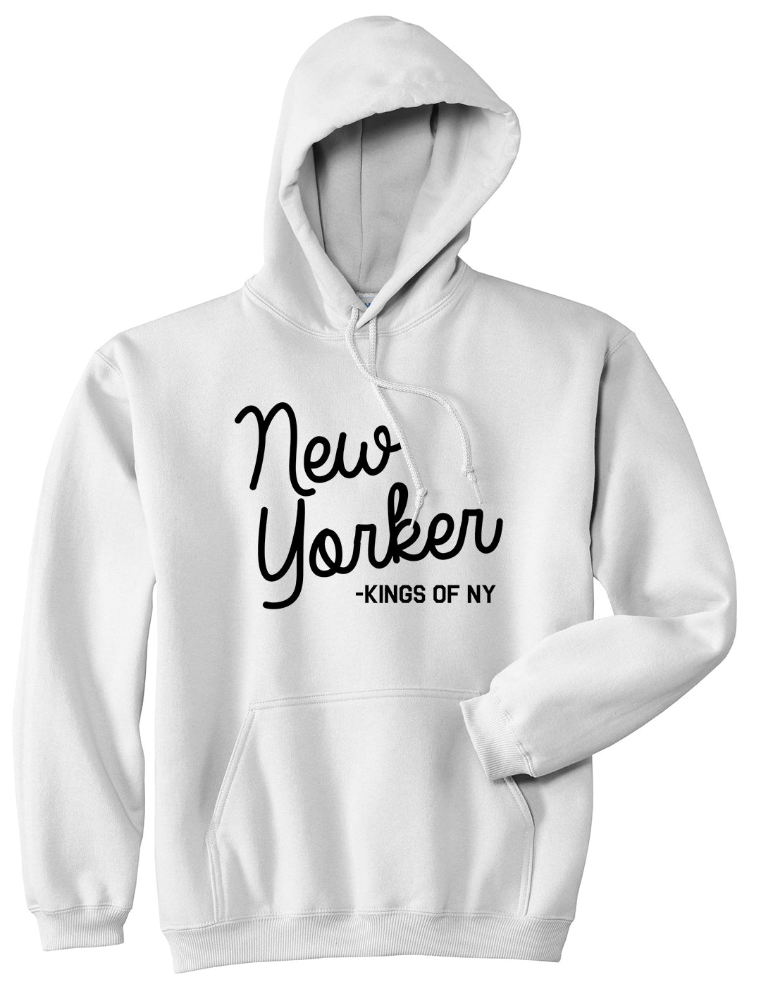New Yorker Script Mens Pullover Hoodie White by Kings Of NY