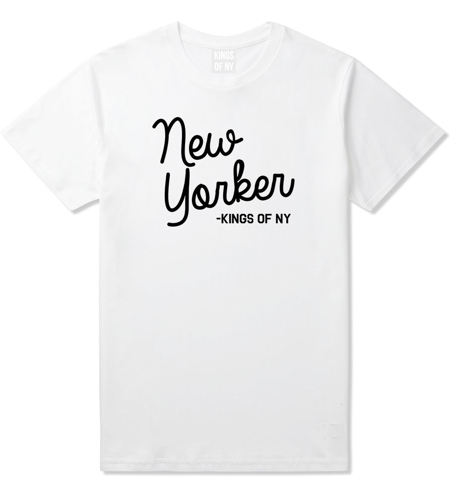 New Yorker Script Mens T-Shirt White by Kings Of NY