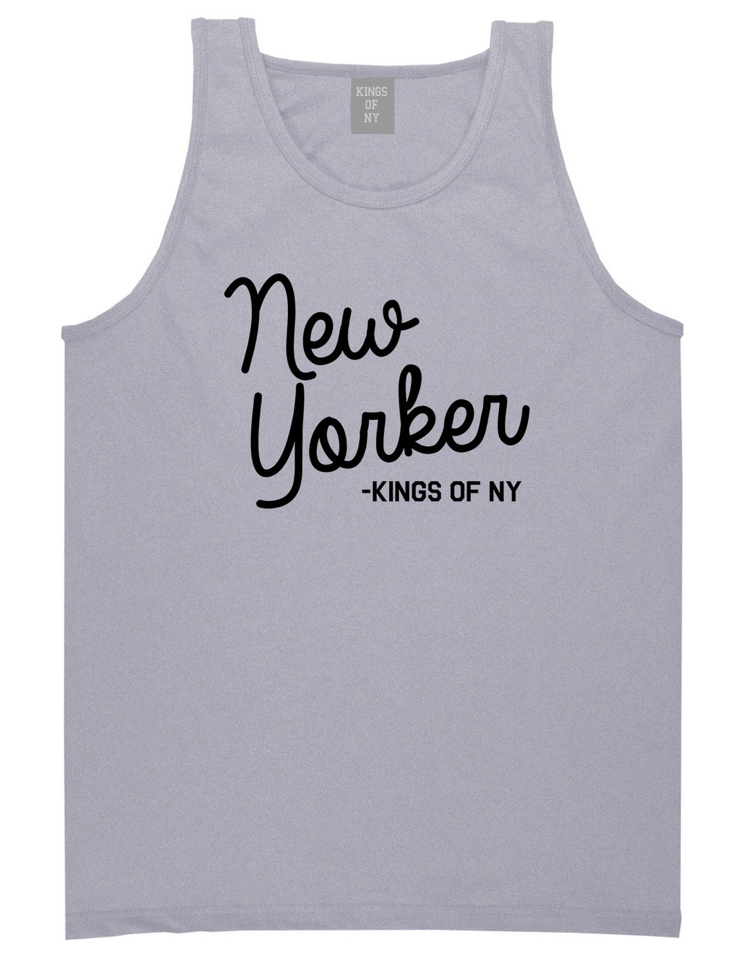 New Yorker Script Mens Tank Top Shirt Grey by Kings Of NY