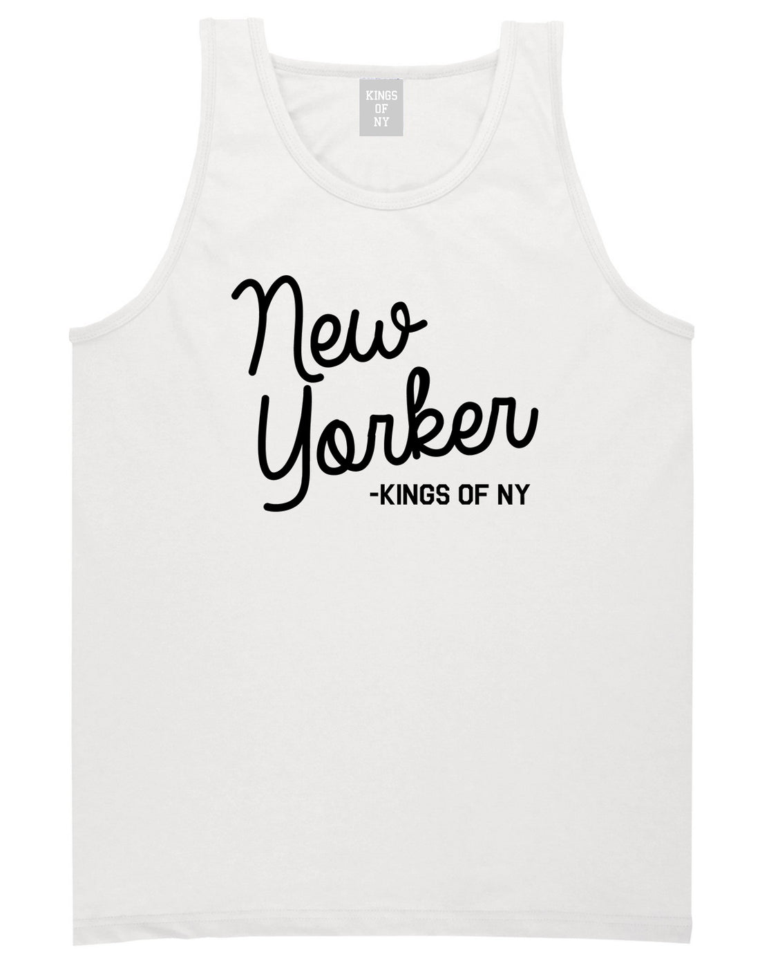New Yorker Script Mens Tank Top Shirt White by Kings Of NY