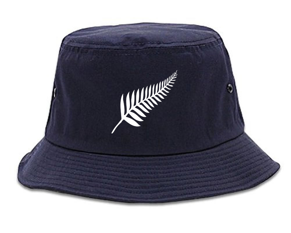 New Zealand Pride Silver Fern Rugby Chest Mens Bucket Hat Navy Blue