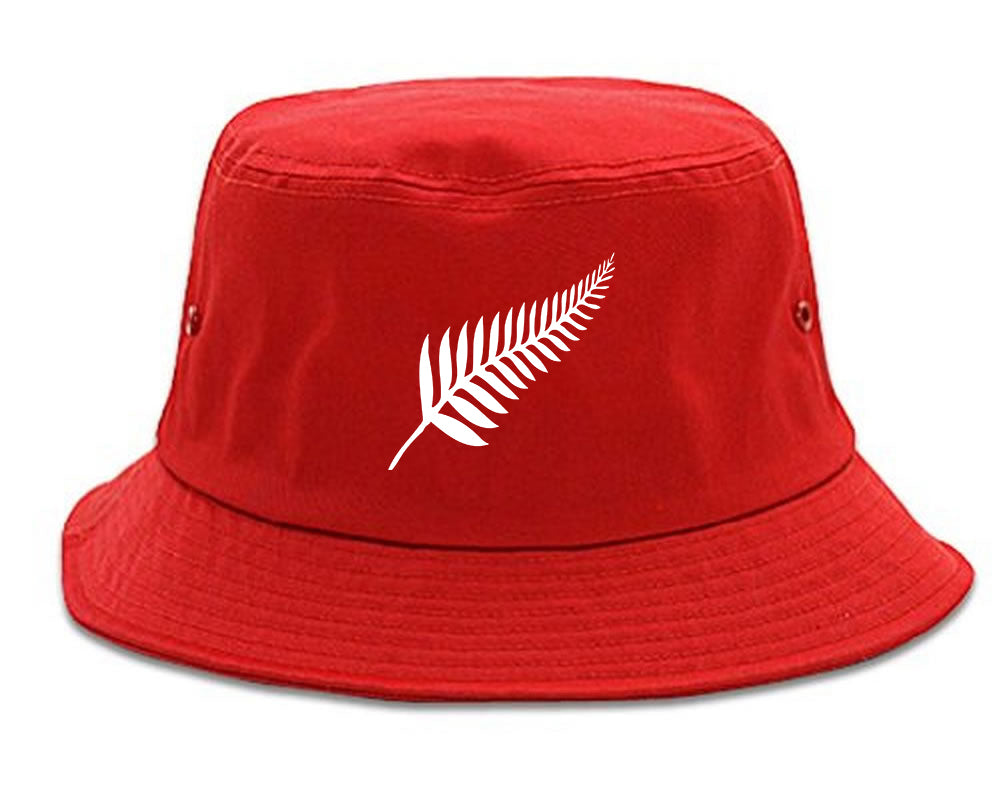 New Zealand Pride Silver Fern Rugby Chest Mens Bucket Hat Red