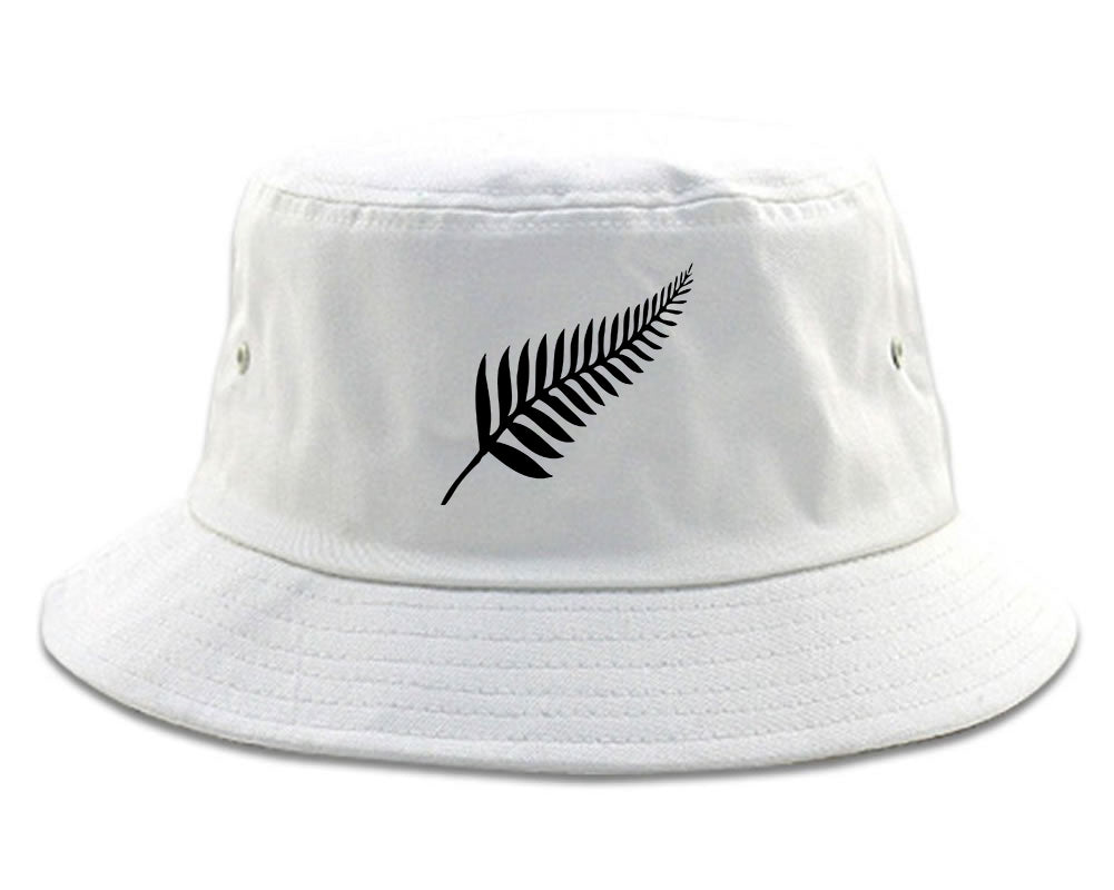 New Zealand Pride Silver Fern Rugby Chest Mens Bucket Hat White