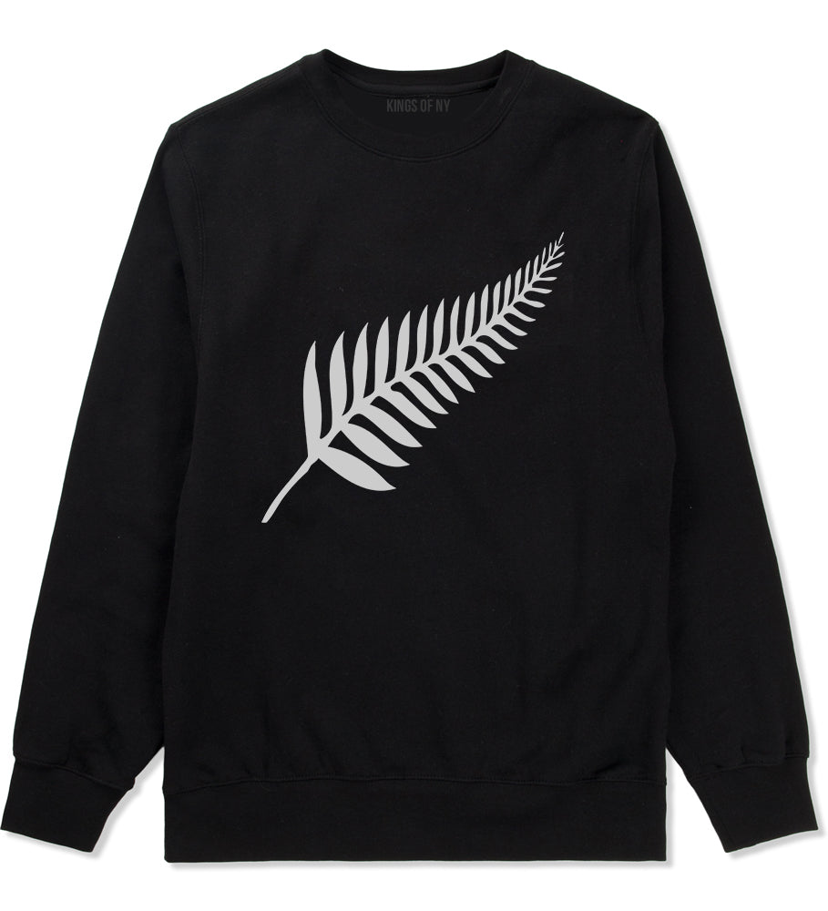 New Zealand Pride Silver Fern Rugby Chest Mens Crewneck Sweatshirt Black