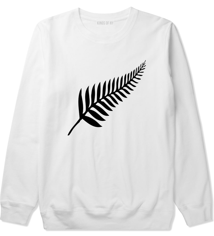 New Zealand Pride Silver Fern Rugby Chest Mens Crewneck Sweatshirt White