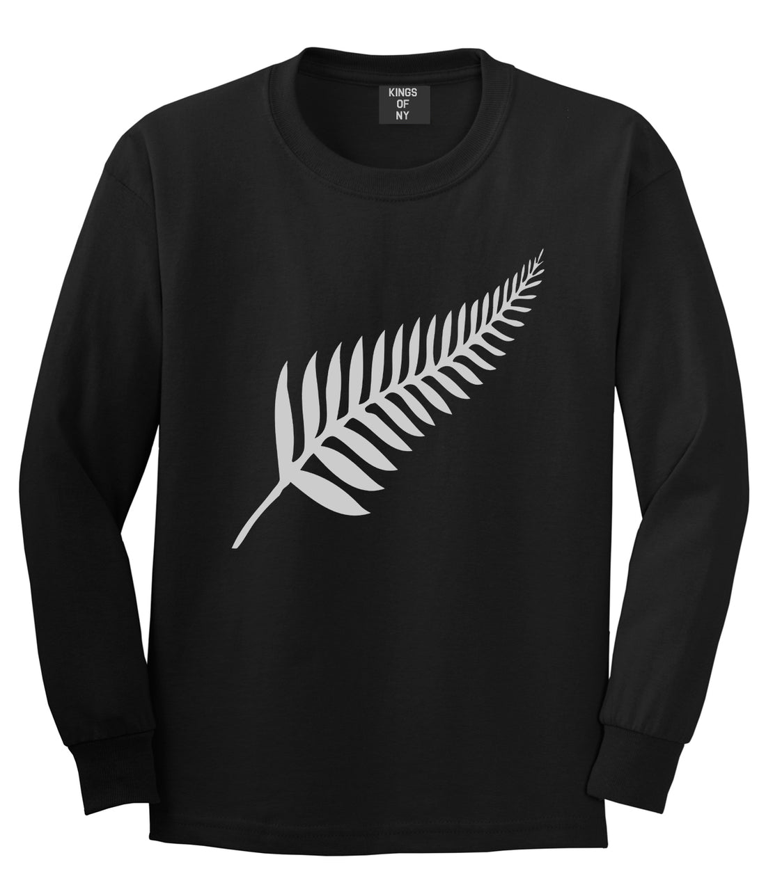 New Zealand Pride Silver Fern Rugby Chest Mens Long Sleeve T-Shirt Black