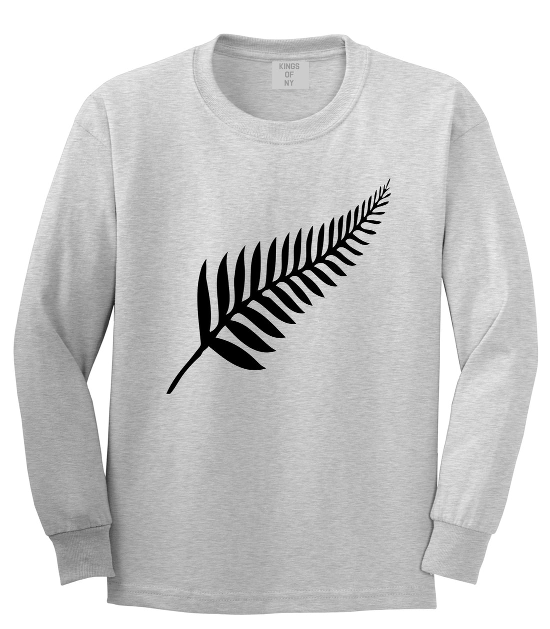 New Zealand Pride Silver Fern Rugby Chest Mens Long Sleeve T-Shirt Grey