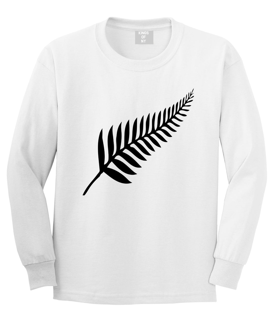 New Zealand Pride Silver Fern Rugby Chest Mens Long Sleeve T-Shirt White