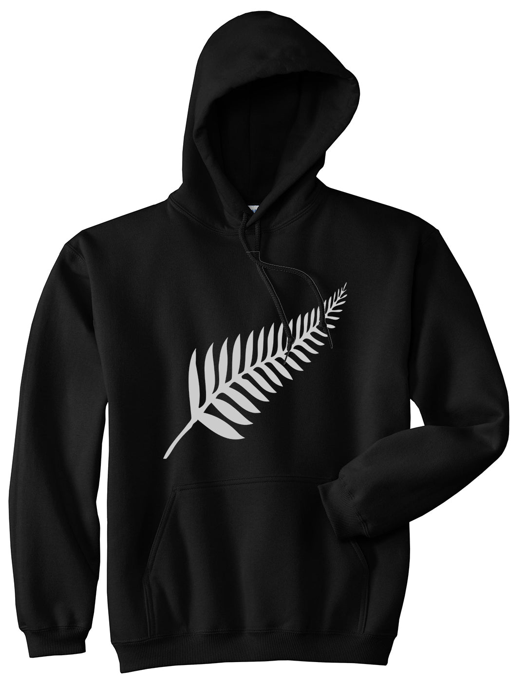 New Zealand Pride Silver Fern Rugby Chest Mens Pullover Hoodie Black