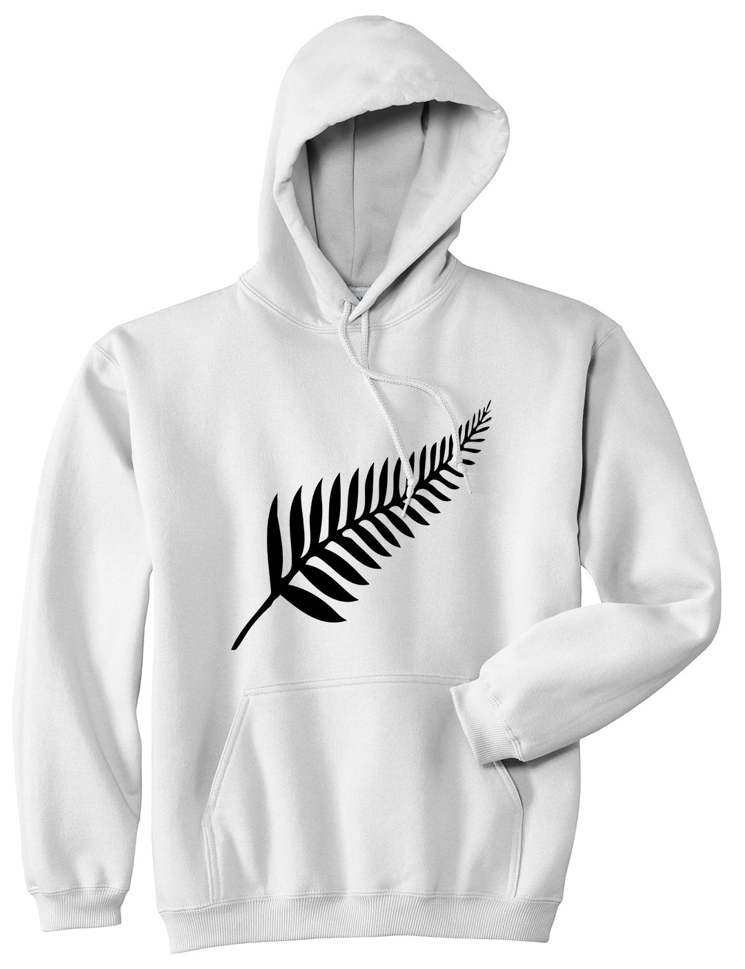 New Zealand Pride Silver Fern Rugby Chest Mens Pullover Hoodie White
