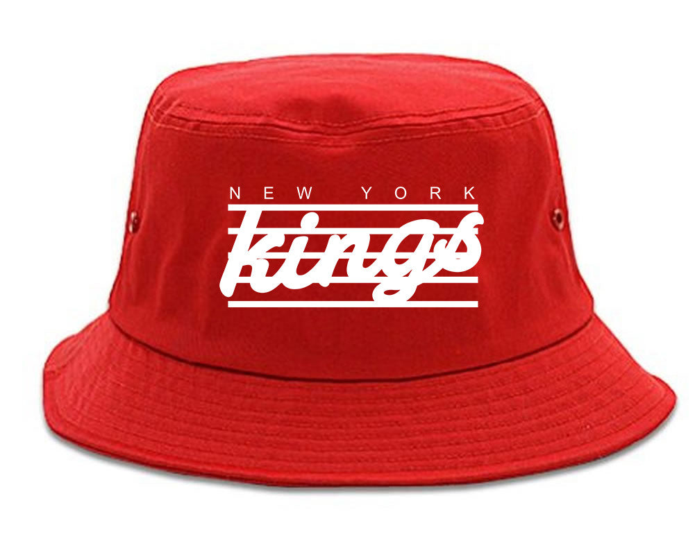 New York Kings Stripes Bucket Hat in Red