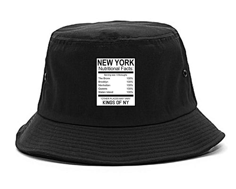 New York Nutritional Facts Black Bucket Hat