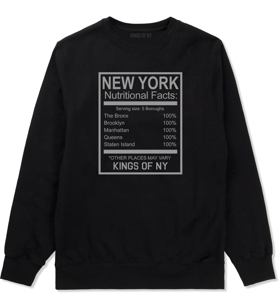 New York Nutritional Facts Crewneck Sweatshirt in Black