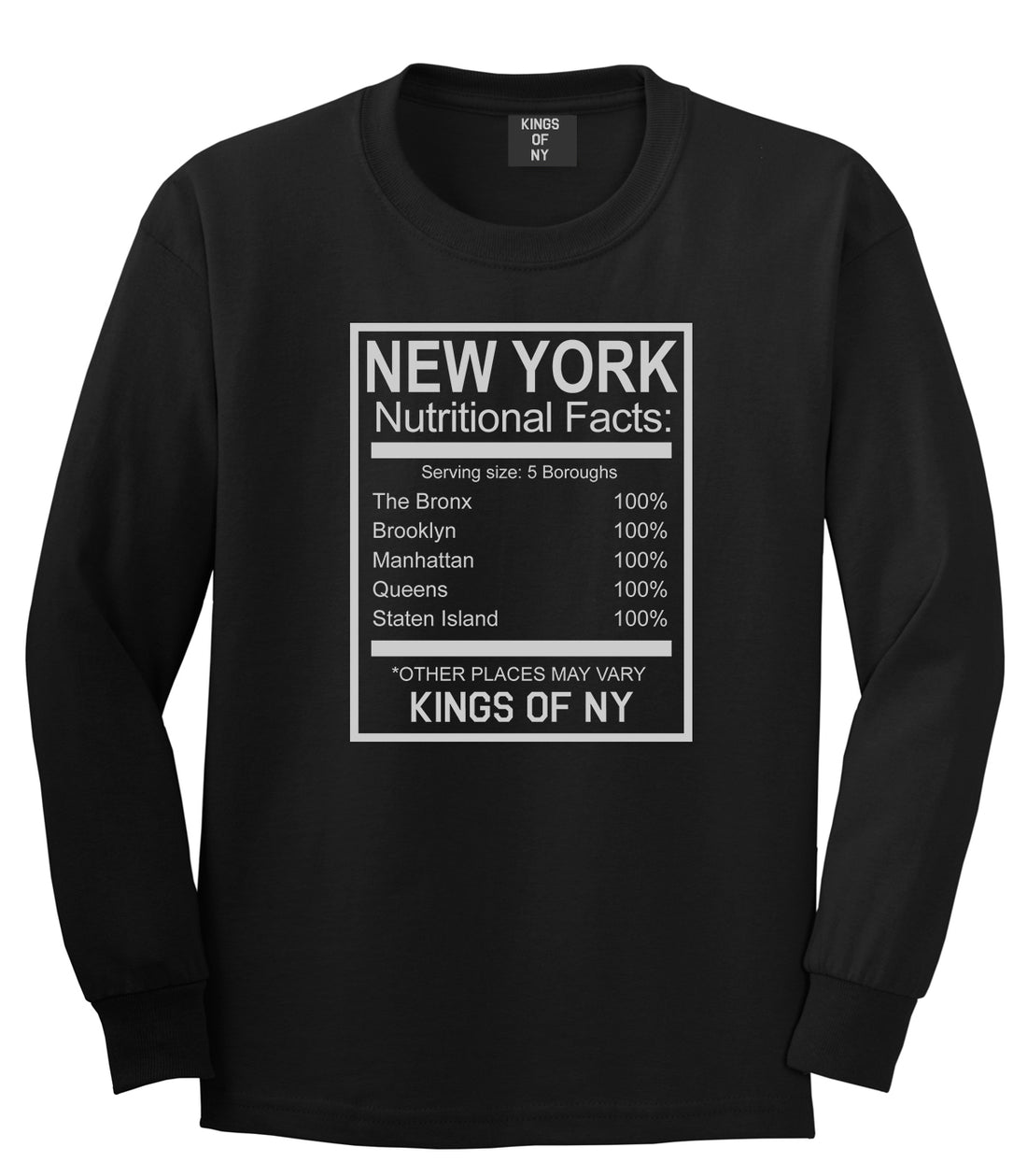 New York Nutritional Facts Long Sleeve T-Shirt in Black