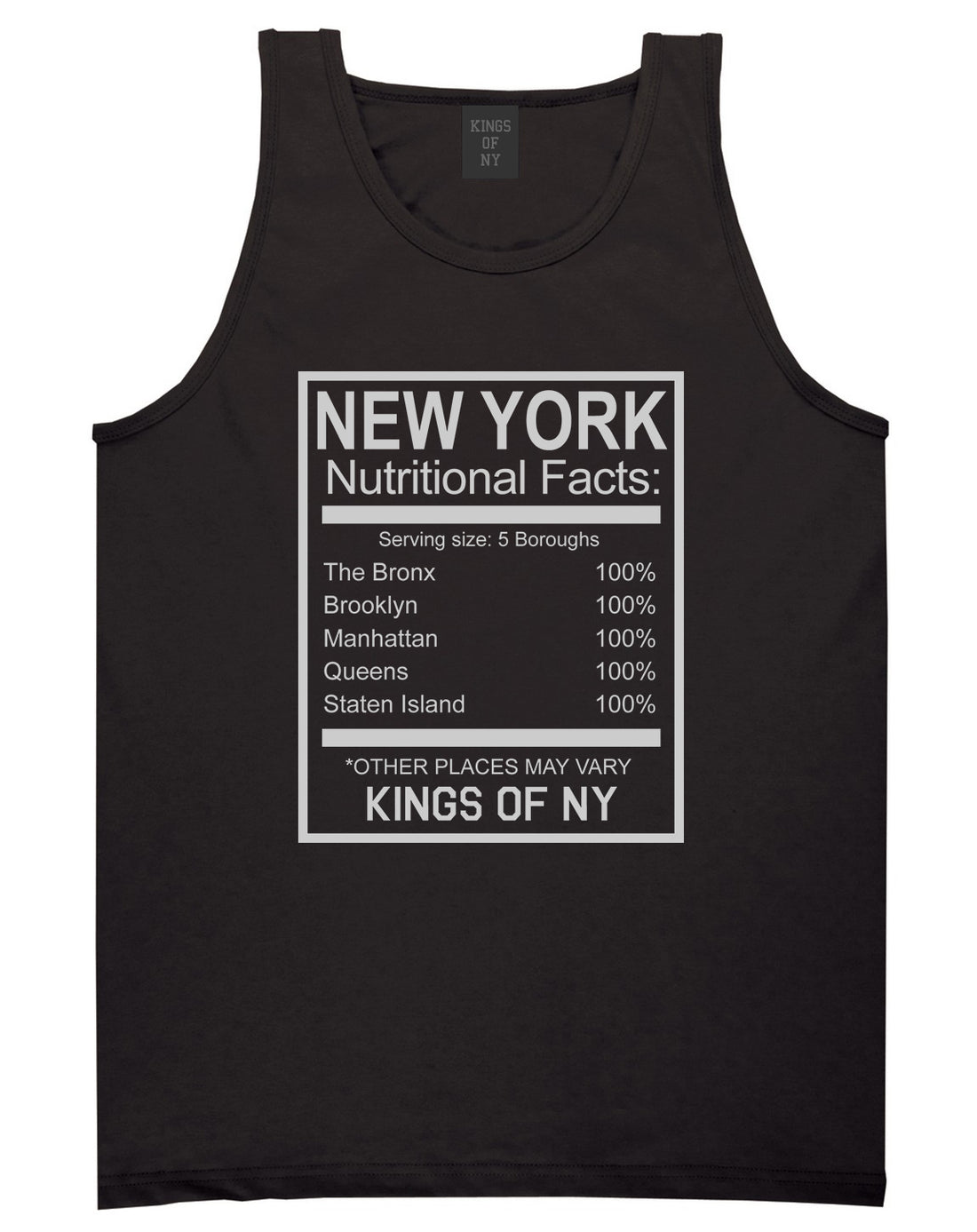 New York Nutritional Facts Tank Top Shirt in Black
