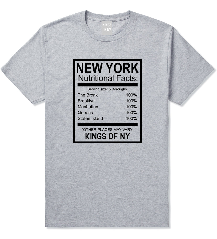 New York Nutritional Facts T-Shirt in Grey