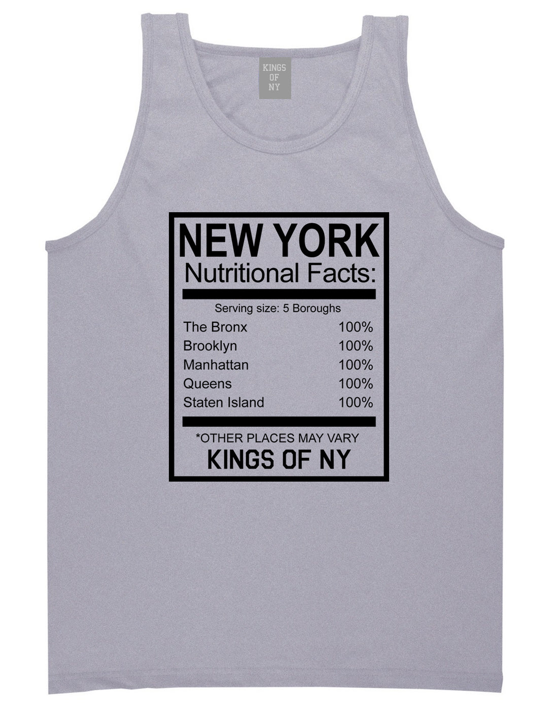 New York Nutritional Facts Tank Top Shirt in Grey
