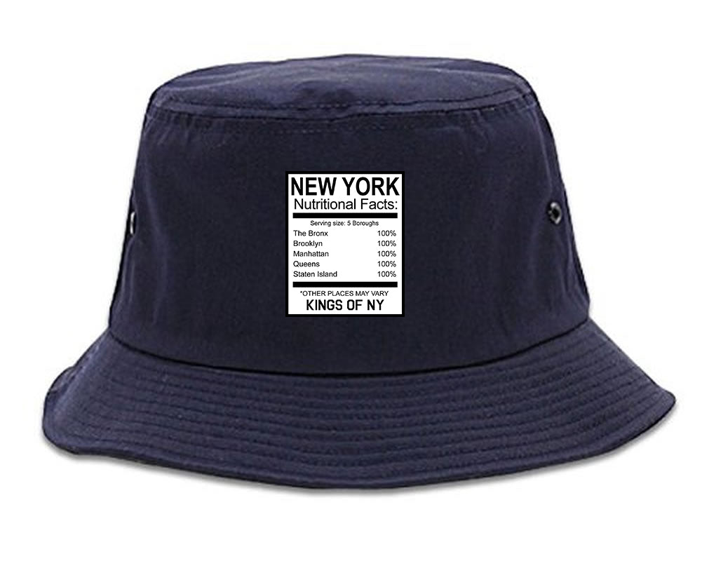 New York Nutritional Facts Navy Blue Bucket Hat