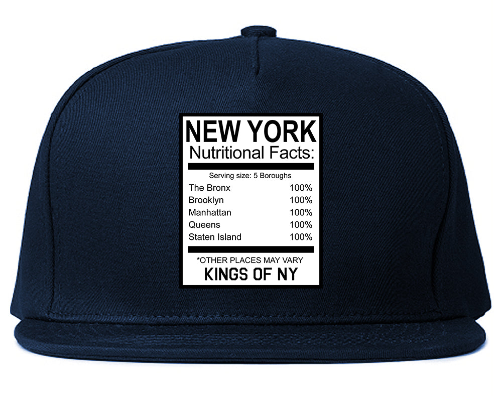 New York Nutritional Facts Navy Blue Snapback Hat